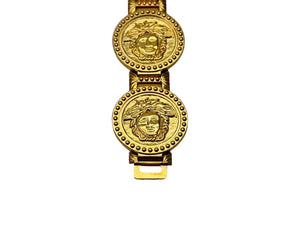 GIANNI VERSACE ジャンニ ヴェルサーチ メデューサ コインウォッチ 腕時計 5連 ゴールド クオーツ アナログ表示 GP 美品 中古 67237