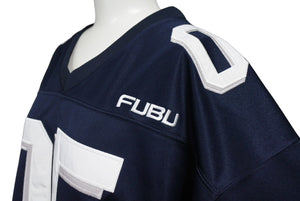 極美品 FUBU フブ ゲームシャツ フットボールシャツ ヴィンテージ サイズM ポリエステル ネイビー ホワイト グレー 中古 67238