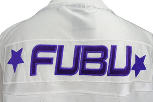 FUBU フブ ゲームシャツ フットボールシャツ ヴィンテージ サイズXL ホワイト パープル イエロー ポリエステル 美品 中古 67241