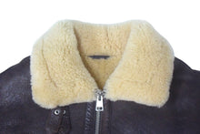 画像をギャラリービューアに読み込む, Ami Paris アミ パリス クロップドムートンジャケット B-3 ターキー製 羊革 ブラウン シルバー金具 美品 中古 67244