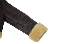 画像をギャラリービューアに読み込む, Ami Paris アミ パリス クロップドムートンジャケット B-3 ターキー製 羊革 ブラウン シルバー金具 美品 中古 67244