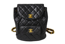 画像をギャラリービューアに読み込む, CHANEL シャネル リュック ココマーク マトラッセ ダブルフラップ 3番台 1995年 ラムスキン ブラック ゴールド金具 美品 中古 67275