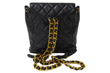 画像をギャラリービューアに読み込む, CHANEL シャネル リュック ココマーク マトラッセ ダブルフラップ 3番台 1995年 ラムスキン ブラック ゴールド金具 美品 中古 67275
