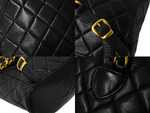 画像をギャラリービューアに読み込む, CHANEL シャネル リュック ココマーク マトラッセ ダブルフラップ 3番台 1995年 ラムスキン ブラック ゴールド金具 美品 中古 67275