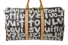 画像をギャラリービューアに読み込む, LOUIS VUITTON ルイ ヴィトン モノグラムグラフィティ キーポル50 ボストンバッグ M92197 ブラウン ホワイト 美品 中古 67283