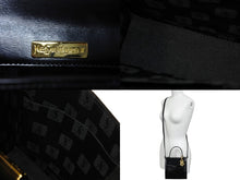 Load image into Gallery viewer, YVES SAINT LAURENT イヴ サンローラン ハンドバッグ 台形型 YSL ロゴ チャーム付き レザー ゴールド金具 ブラック 美品 中古 67291