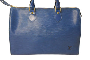 LOUIS VUITTON ルイヴィトン スピーディ30 エピ ミニボストンバッグ M43005 PVC レザー ブルー ゴールド金具 美品 中古 67295