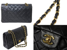 画像をギャラリービューアに読み込む, 極美品 CHANEL シャネル Wフラップ マトラッセ25 チェーンショルダーバッグ ラムスキン 2番台 ブラック ゴールド金具 中古 67298