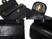 画像をギャラリービューアに読み込む, 極美品 CHANEL シャネル Wフラップ マトラッセ25 チェーンショルダーバッグ ラムスキン 2番台 ブラック ゴールド金具 中古 67298