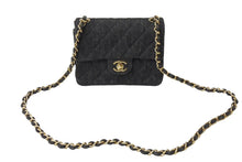画像をギャラリービューアに読み込む, 極美品 CHANEL シャネル ミニマトラッセ チェーン ショルダー バッグ デニム ブラック A01115 5番台 ゴールド金具 中古 67300