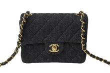 画像をギャラリービューアに読み込む, 極美品 CHANEL シャネル ミニマトラッセ チェーン ショルダー バッグ デニム ブラック A01115 5番台 ゴールド金具 中古 67300