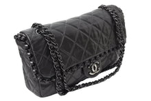 画像をギャラリービューアに読み込む, CHANEL シャネル マトラッセ チェーンアラウンド ショルダーバッグ 16番台 カーフスキン グレー ブラック金具 美品 中古 67301