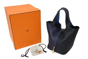 極美品 HERMES エルメス ピコタンロックPMカザック2 トリヨンクレマンス ブラック ブルーニュイ ザンジバル Y刻印 中古 67303