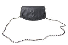 画像をギャラリービューアに読み込む, 極美品 CHANEL シャネル ショルダーバッグ ハーフムーンチェーンウォレット ココマーク 16番台 ブラック シルバー金具 中古 67304