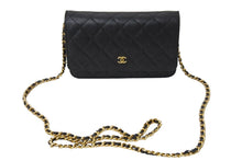 Load image into Gallery viewer, 極美品 CHANEL シャネル マトラッセ チェーンウォレット ショルダーバッグ 22番台 キャビアスキン ブラック ゴールド 中古 67306