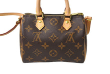 Load image into Gallery viewer, 極美品 LOUIS VUITTON ルイヴィトン ナノスピーディ ハンドバッグ 2WAY M61252 モノグラムキャンバス ヌメ革 中古 67310