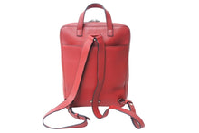 画像をギャラリービューアに読み込む, PRADA プラダ バックパック リュック VZ063T トライアングルロゴ レザー レッド 赤 美品 中古 67318