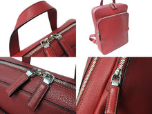 画像をギャラリービューアに読み込む, PRADA プラダ バックパック リュック VZ063T トライアングルロゴ レザー レッド 赤 美品 中古 67318