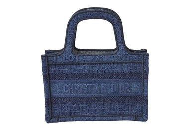 Christian Dior クリスチャンディオール ブック トート ミニ バッグ オブリーク デニム キャンバス ブルー 美品 中古 67319