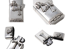 画像をギャラリービューアに読み込む, ChromeHearts クロムハーツ CHクロスタイニー ダブルクロス スリム ナロー ジッポ 115.8g シルバー925 美品 中古 67325