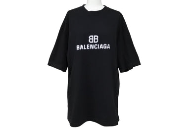 BALENCIAGA バレンシアガ モザイクピクセルドットロゴプリント Tシャツ コットン ブラック ホワイト サイズXS 美品 中古 67333