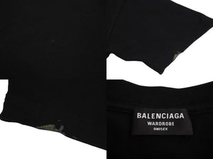 BALENCIAGA バレンシアガ モザイクピクセルドットロゴプリント Tシャツ コットン ブラック ホワイト サイズXS 美品 中古 67333