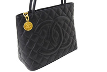 画像をギャラリービューアに読み込む, 極美品 CHANEL シャネル 1804 復刻トートバッグ ハンドバッグ 7番台 グレインドカーフスキン ブラック シルバー金具 中古 67335