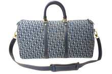 画像をギャラリービューアに読み込む, ChristianDior クリスチャンディオール トロッター オブリーク 2WAY ボストンバッグ ショルダーバッグ ブルー 美品 中古 67357