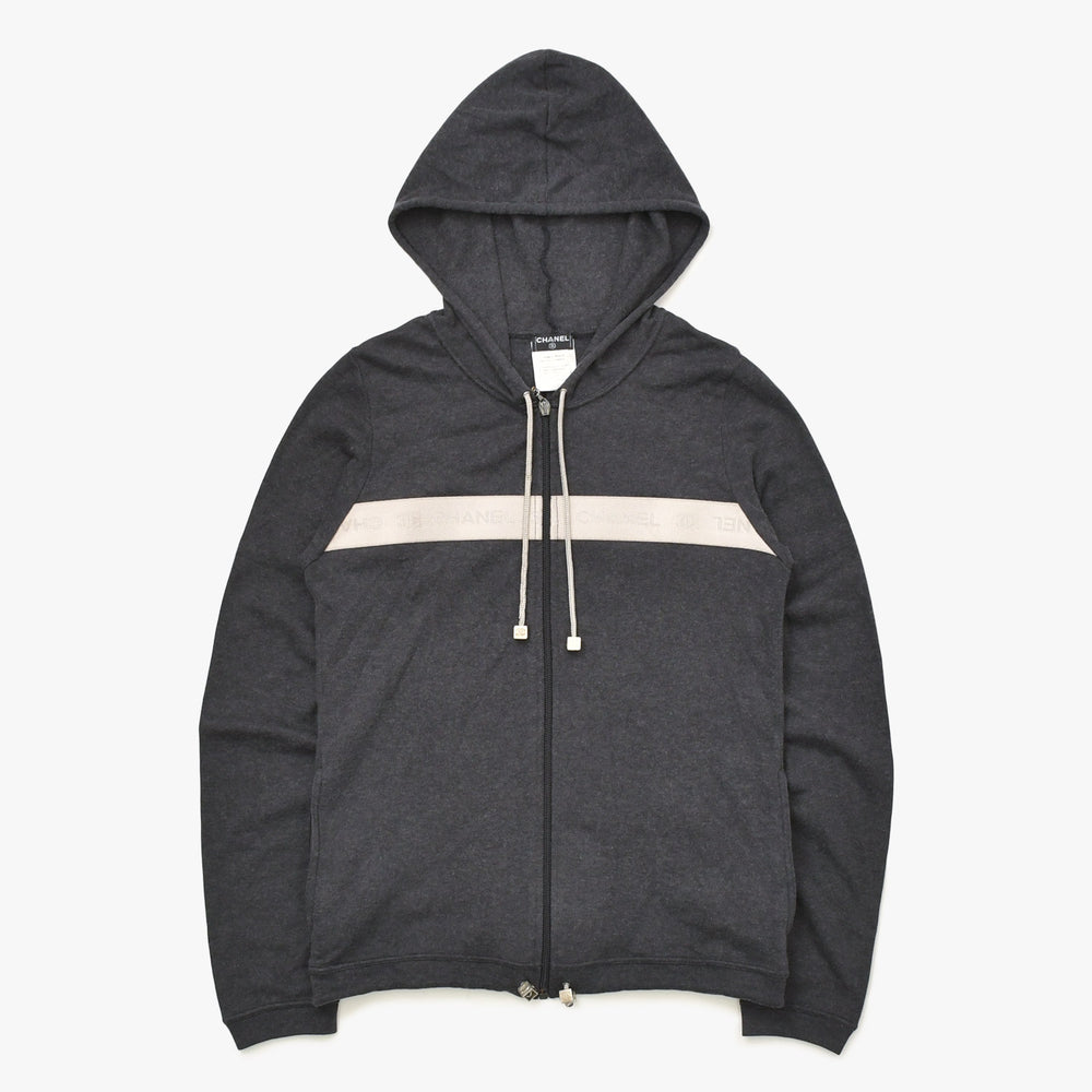 極美品 CHANEL シャネル スポーツ パーカー P19776V11587 ココマーク コットン × カシミヤ グレー サイズ38 中古 4a006736