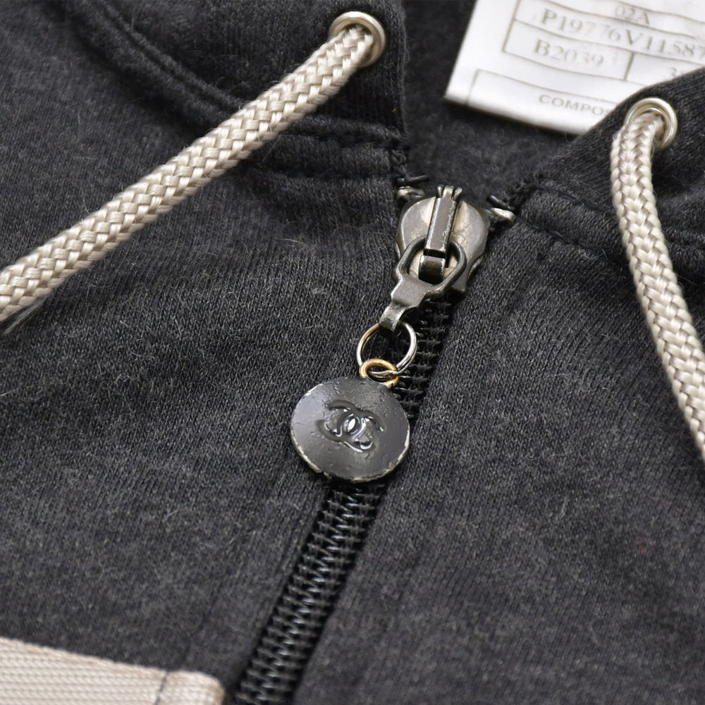 極美品 CHANEL シャネル スポーツ パーカー P19776V11587 ココマーク コットン × カシミヤ グレー サイズ38 中古 4a006736