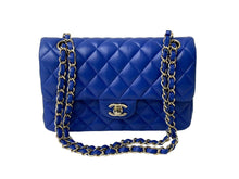 画像をギャラリービューアに読み込む, CHANEL シャネル マトラッセ 23 Wフラップ Wチェーン ショルダーバッグ 24番台 ブルー ラムスキン ココマーク ゴールド金具 美品 中古 67364