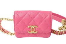 画像をギャラリービューアに読み込む, 極美品 CHANEL シャネル ココマーク マトラッセ ウエストポーチ ウエストバッグ キャビアスキン 32番台 ピンク 中古 67365