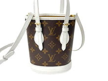 画像をギャラリービューアに読み込む, LOUIS VUITTON ルイヴィトン ナノバケット ショルダーバッグ モノグラム LVマッチ M81489 ブラウン ホワイト 美品 中古 67372
