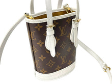画像をギャラリービューアに読み込む, LOUIS VUITTON ルイヴィトン ナノバケット ショルダーバッグ モノグラム LVマッチ M81489 ブラウン ホワイト 美品 中古 67372