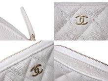 画像をギャラリービューアに読み込む, CHANEL シャネル ジップコインケース 小銭入れ AP0216 キャビアスキン ゴールド金具 ホワイト 美品 中古 67383