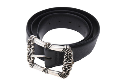 ChromeHearts クロムハーツ フィリグリーOTJ1.5 ベルト レザー シルバー925 ブラック サイズ36 美品 中古 67386