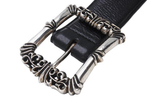 ChromeHearts クロムハーツ フィリグリーOTJ1.5 ベルト レザー シルバー925 ブラック サイズ36 美品 中古 67386