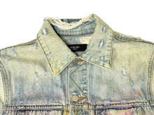 画像をギャラリービューアに読み込む, AMIRI アミリ HOLLYWOOD LOGO ハリウッド ロゴ デニムジャケット Gジャン コットン ブルー マルチカラー サイズM 美品 中古 67392