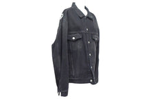 画像をギャラリービューアに読み込む, BALENCIAGA バレンシアガ デニムジャケット ロゴ ラインストーン 571449 TEW05 イタリア製 コットン ブラック サイズ34 美品 中古 67393