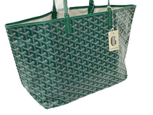 画像をギャラリービューアに読み込む, 新品未使用 GOYARD ゴヤール サンルイPM トートバッグ STLOUIPMLTY09CL09P PVC レザー ヘリンボーン グリーン 中古 67396