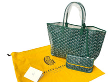 画像をギャラリービューアに読み込む, 新品未使用 GOYARD ゴヤール サンルイPM トートバッグ STLOUIPMLTY09CL09P PVC レザー ヘリンボーン グリーン 中古 67397