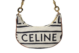 CELINE セリーヌ ミディアムアヴァストラップ ハンドバッグ テキスタイル 196922EFU 01WB カーフスキン ホワイト 美品 中古 67400