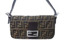 Load image into Gallery viewer, FENDI フェンディ ズッカ柄 マンマバケット ハンドバッグ ワンショルダーバッグ コットンキャンバス レザー ブラウン 美品 中古 67405