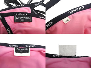 CHANEL シャネル スイムウェア 水着 ビキニ 36 ピンク×ブラック ナイロン×スパンデックス ロゴ 中古 4c067413