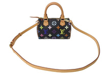 画像をギャラリービューアに読み込む, 極美品 LOUIS VUITTON ルイ ヴィトン 村上隆 ミニ スピーディ ハンドバッグ モノグラム ノワール M92644 マルチカラー 中古 67413