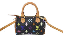 画像をギャラリービューアに読み込む, 極美品 LOUIS VUITTON ルイ ヴィトン 村上隆 ミニ スピーディ ハンドバッグ モノグラム ノワール M92644 マルチカラー 中古 67413