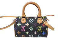 画像をギャラリービューアに読み込む, 極美品 LOUIS VUITTON ルイ ヴィトン 村上隆 ミニ スピーディ ハンドバッグ モノグラム ノワール M92644 マルチカラー 中古 67413