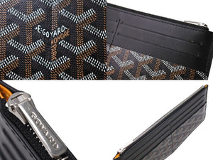 極美品 GOYARD ゴヤール インサートルイーズ カードケース INSLOUMMLTY01CL01P レザー PVC ブラック ヘリンボーン 中古 67415