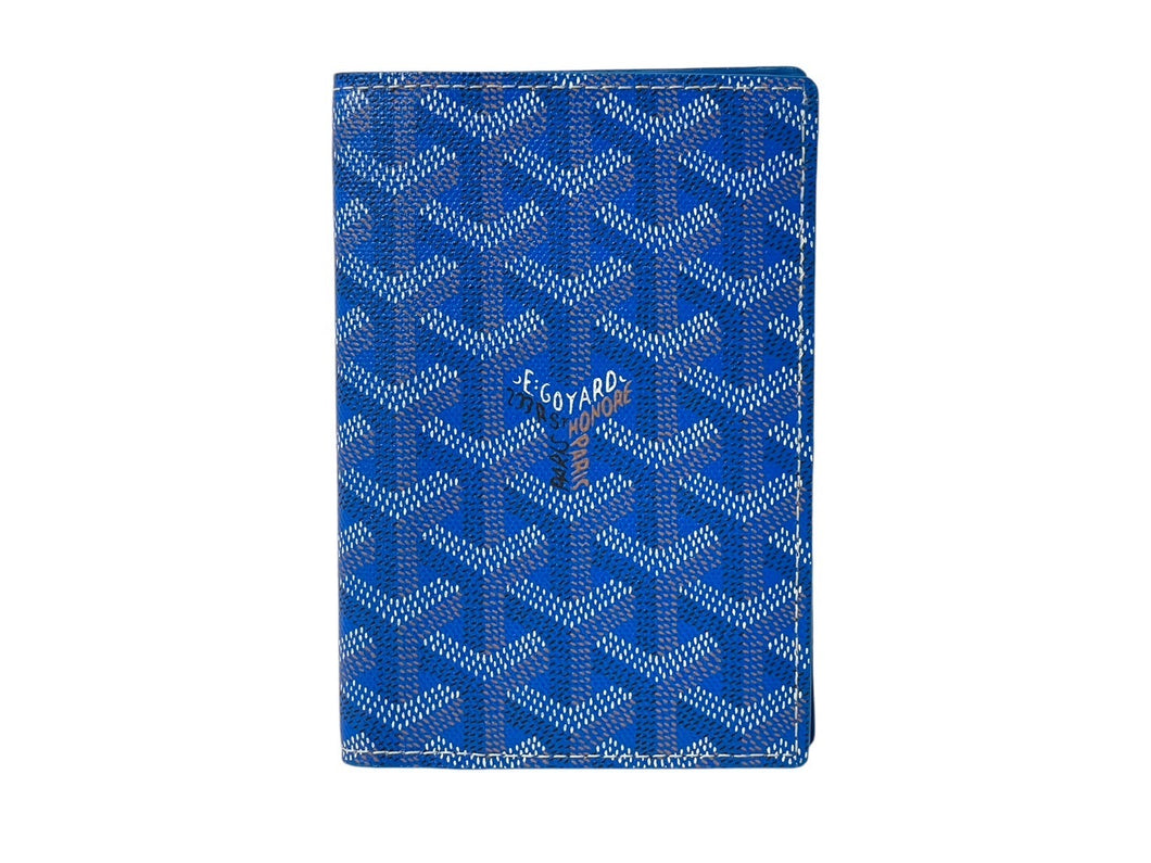 極美品 GOYARD ゴヤール グルネル パスポートケース GRENELPMLTY10CL10X ヘリンボーン柄 ブルー PVC レザー 中古 67417