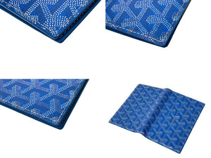 極美品 GOYARD ゴヤール グルネル パスポートケース GRENELPMLTY10CL10X ヘリンボーン柄 ブルー PVC レザー 中古 67417